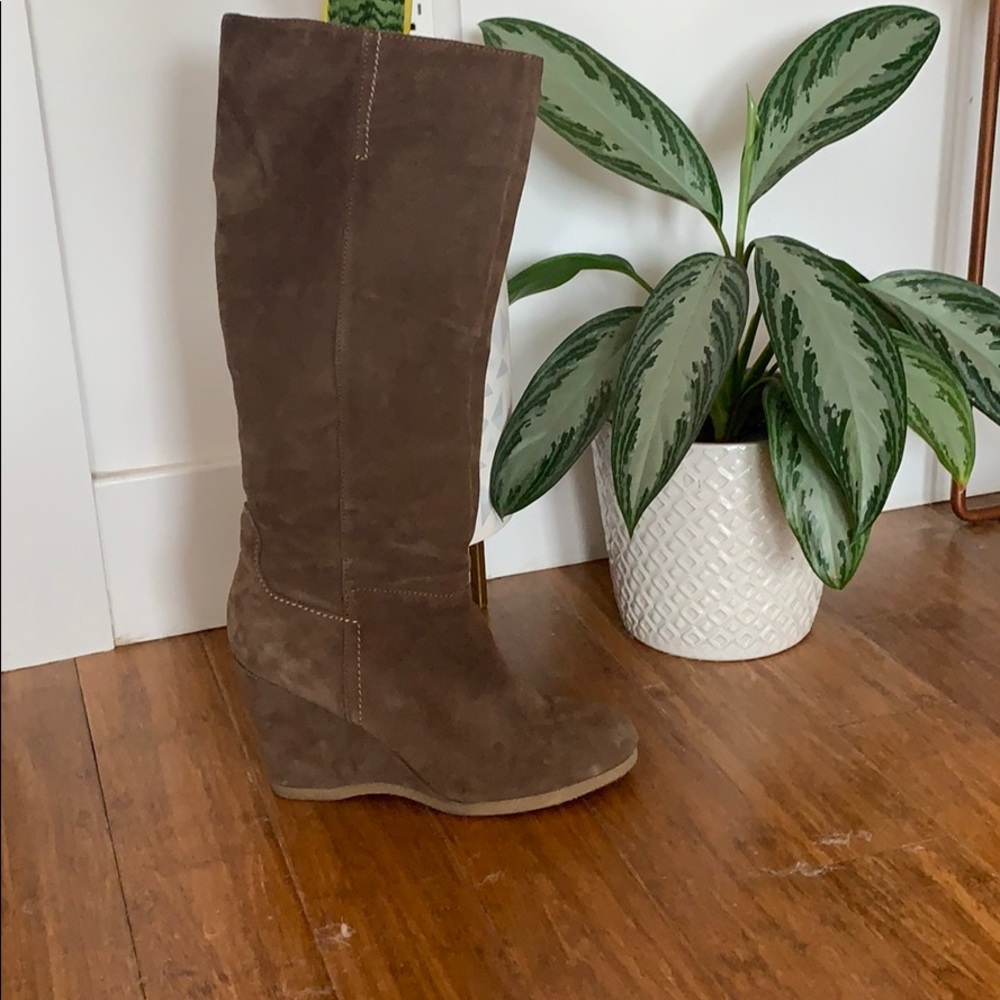 Knee high suede boots